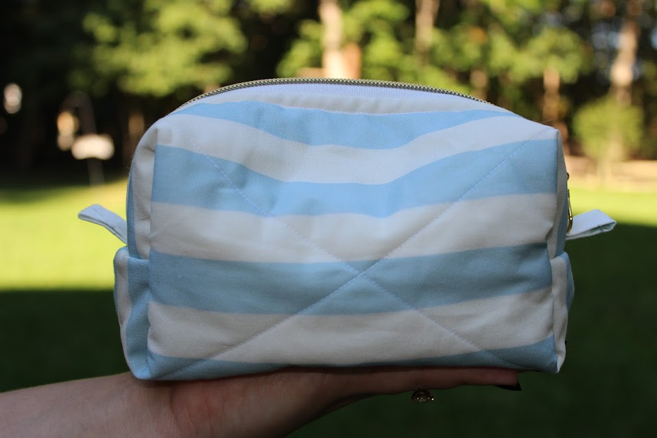 The Dory Handmade Makeup Bag – Quilted/Sewn Fabric Cosmetic Pouch, Travel Zipper Bag