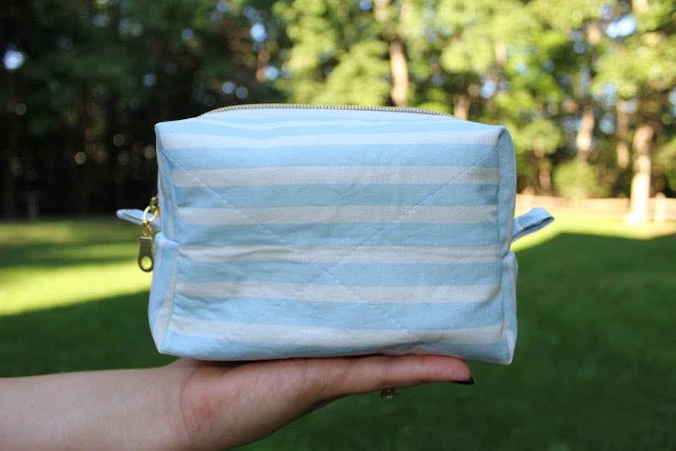 The Eve Handmade Makeup Bag – Quilted/Sewn Fabric Cosmetic Pouch, Travel Zipper Bag