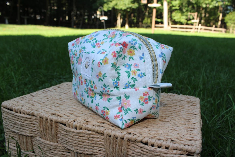 The Piper Handmade Makeup Bag – Quilted/Sewn Fabric Cosmetic Pouch, Travel Zipper Bag