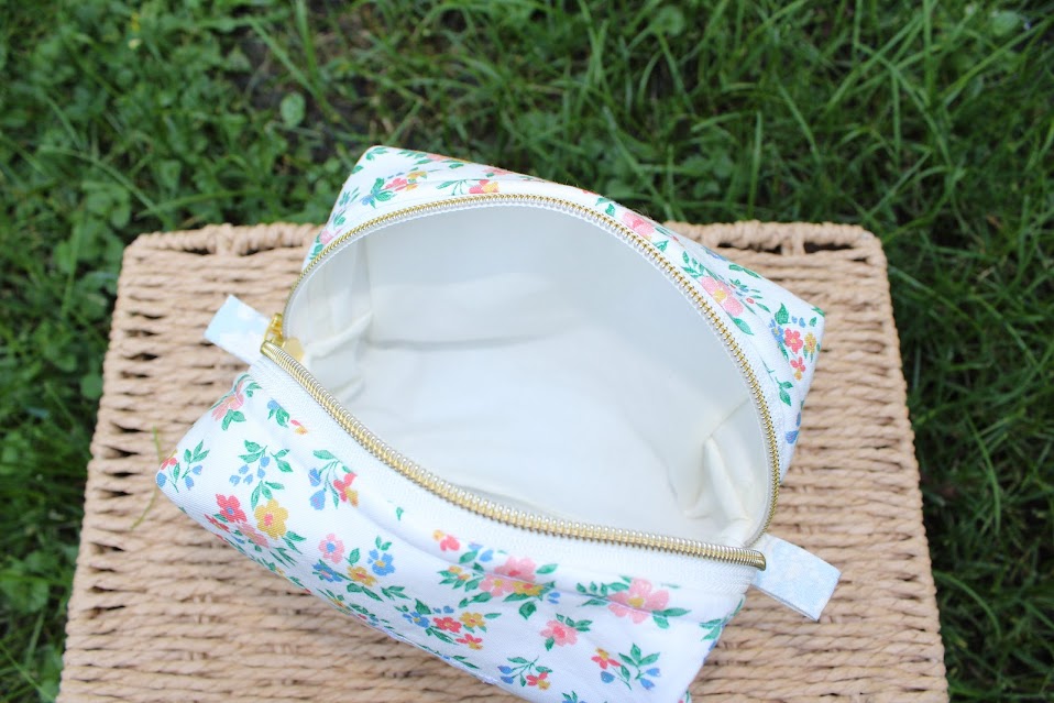 The Piper Handmade Makeup Bag – Quilted/Sewn Fabric Cosmetic Pouch, Travel Zipper Bag