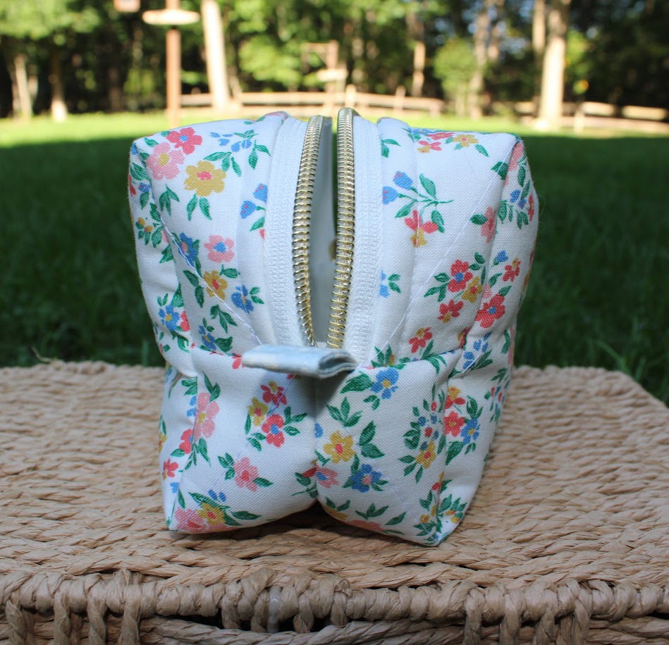 The Piper Handmade Makeup Bag – Quilted/Sewn Fabric Cosmetic Pouch, Travel Zipper Bag