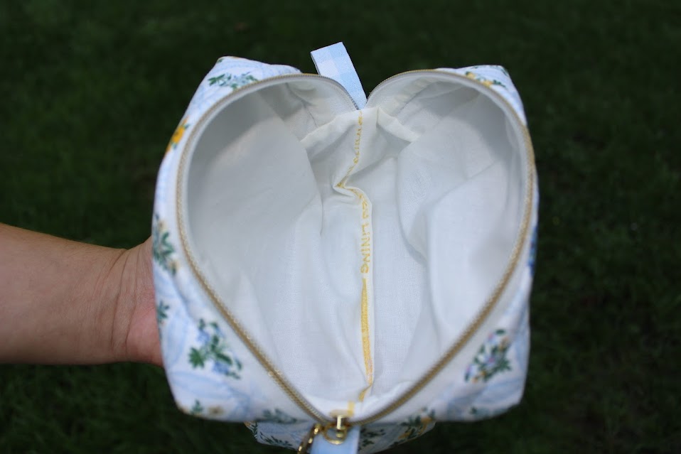 The Aurora Handmade Makeup Bag – Quilted/Sewn Fabric Cosmetic Pouch, Travel Zipper Bag