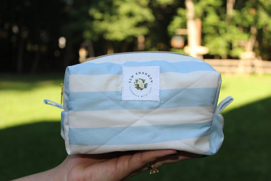 The Dory Handmade Makeup Bag – Quilted/Sewn Fabric Cosmetic Pouch, Travel Zipper Bag