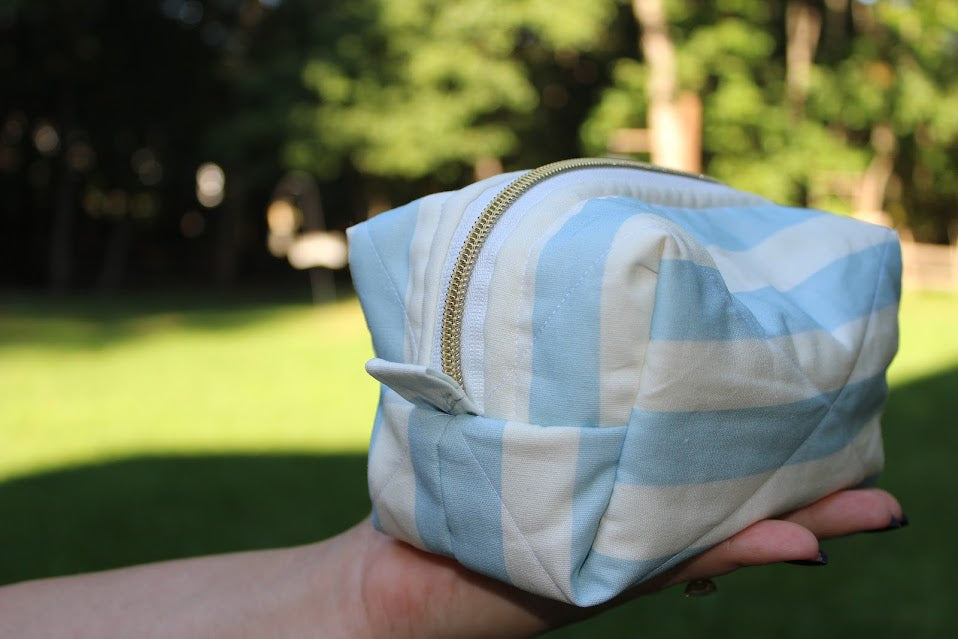 The Dory Handmade Makeup Bag – Quilted/Sewn Fabric Cosmetic Pouch, Travel Zipper Bag