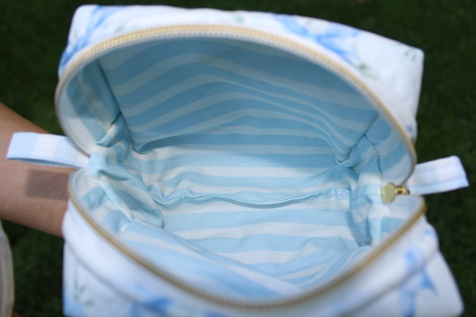 The Marney Handmade Makeup Bag – Quilted/Sewn Fabric Cosmetic Pouch, Travel Zipper Bag