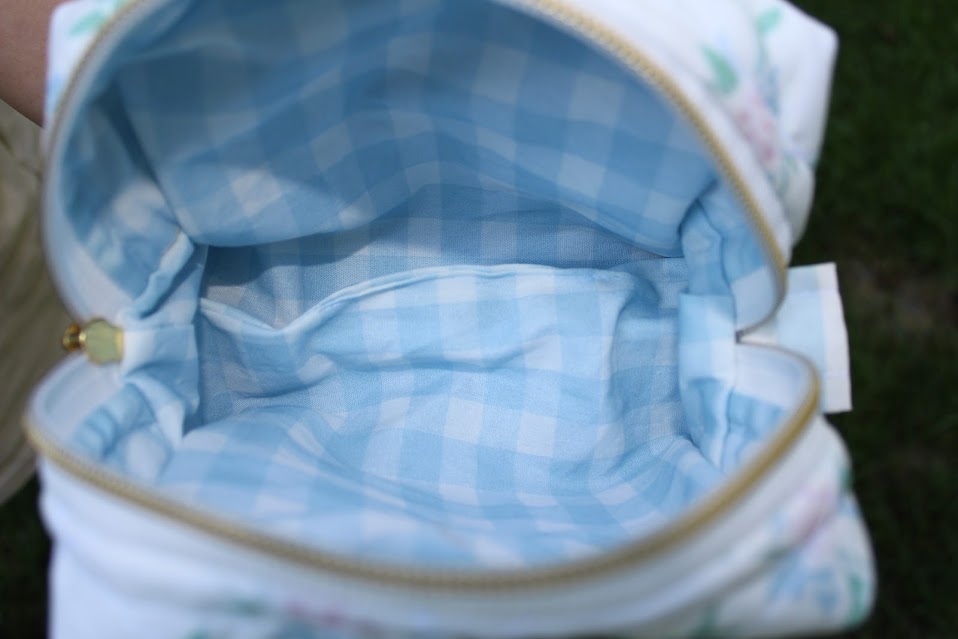 The Poppy Handmade Makeup Bag – Quilted/Sewn Fabric Cosmetic Pouch, Travel Zipper Bag