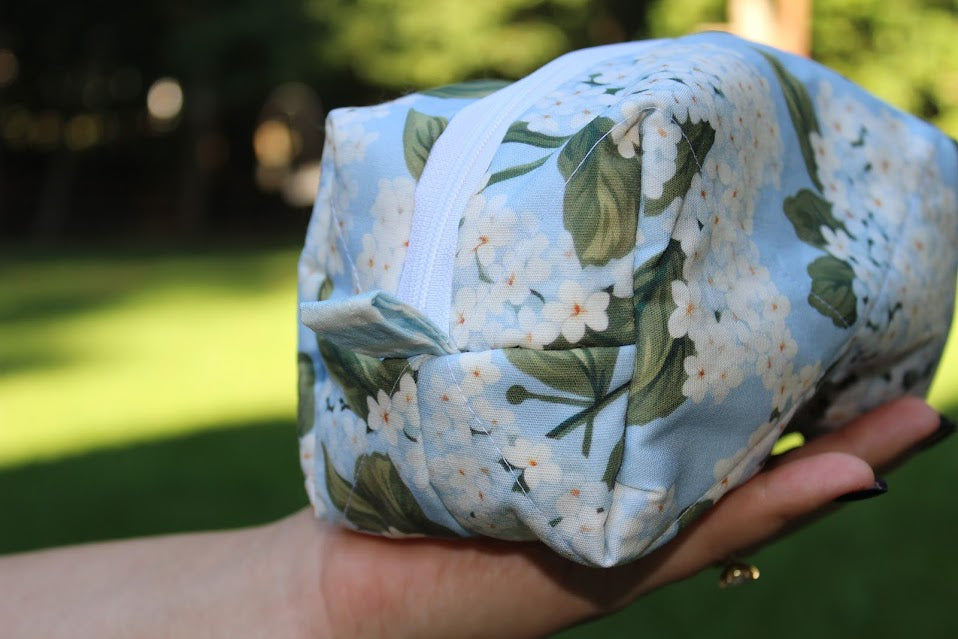 The Margo Handmade Makeup Bag – Quilted/Sewn Fabric Cosmetic Pouch, Travel Zipper Bag