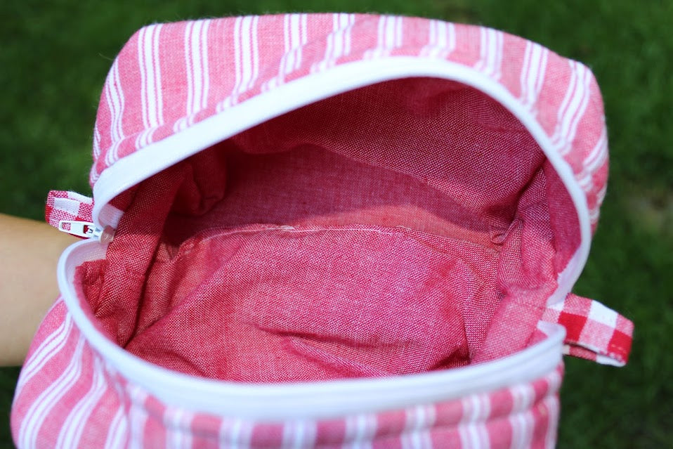 The Stella Unstructured Handmade Makeup Bag – Quilted/Sewn Fabric Cosmetic Pouch, Travel Zipper Bag