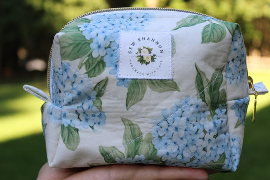 The Adalynn Handmade Makeup Bag – Quilted/Sewn Fabric Cosmetic Pouch, Travel Zipper Bag