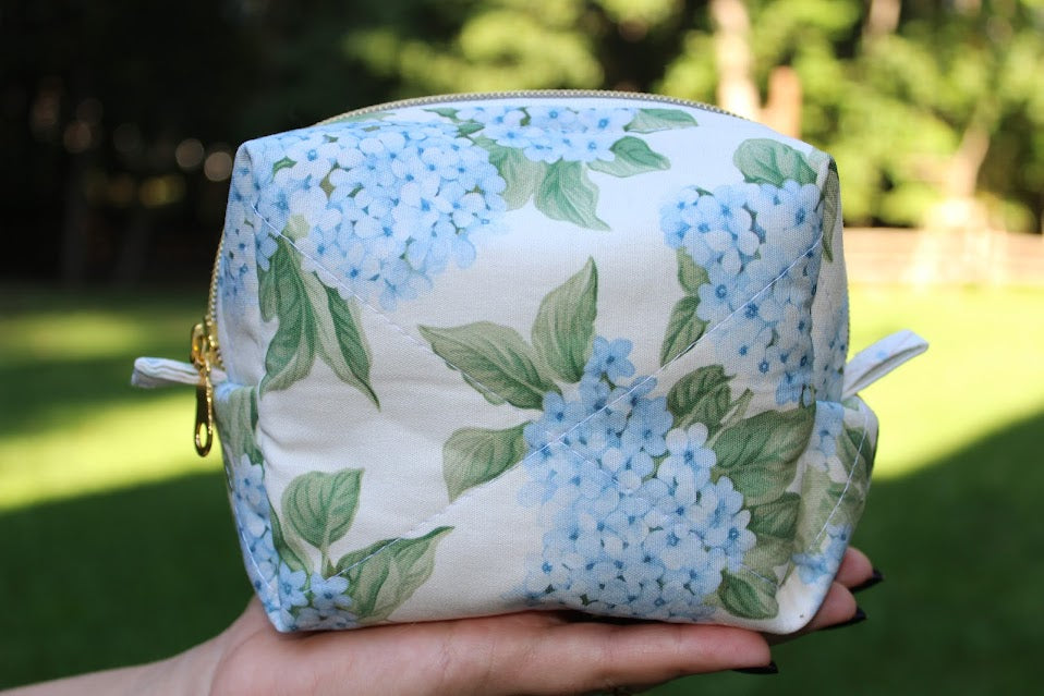 The Adalynn Handmade Makeup Bag – Quilted/Sewn Fabric Cosmetic Pouch, Travel Zipper Bag