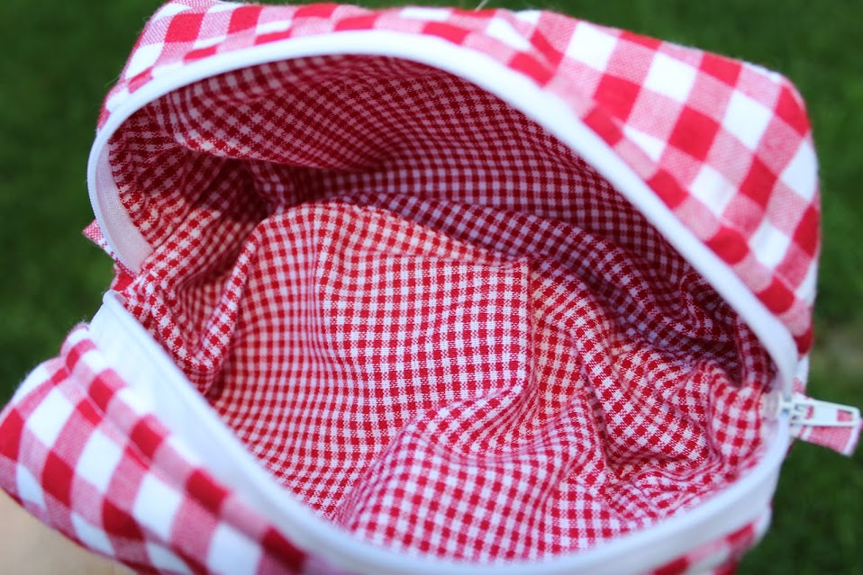 The Lily Unstructured Handmade Makeup Bag – Quilted/Sewn Fabric Cosmetic Pouch, Travel Zipper Bag