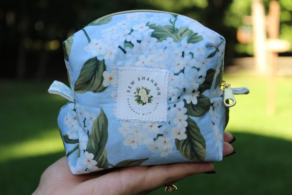 The Margo Mini Handmade Makeup Bag – Quilted/Sewn Fabric Cosmetic Pouch, Travel Zipper Bag