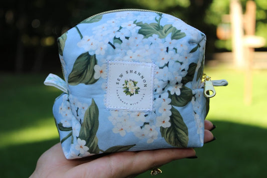 The Margo Mini Handmade Makeup Bag – Quilted/Sewn Fabric Cosmetic Pouch, Travel Zipper Bag